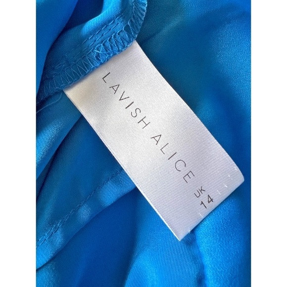 NWT Lavish Alice Satin Bardot Tie Sleeve Midi Dress Size 10 - Picture 7 of 9